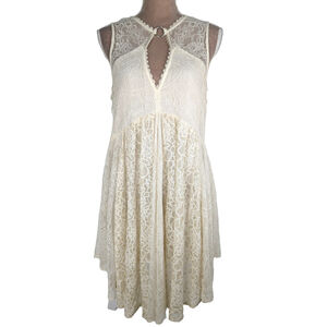 NWT Free People Don’t You Dare Lace Dress Ivory Neutral Combo Sz S Bachelorette